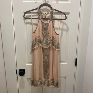 Gorgeous Parker dress - 100% silk beaded sequin flapper mini dress, Size 4